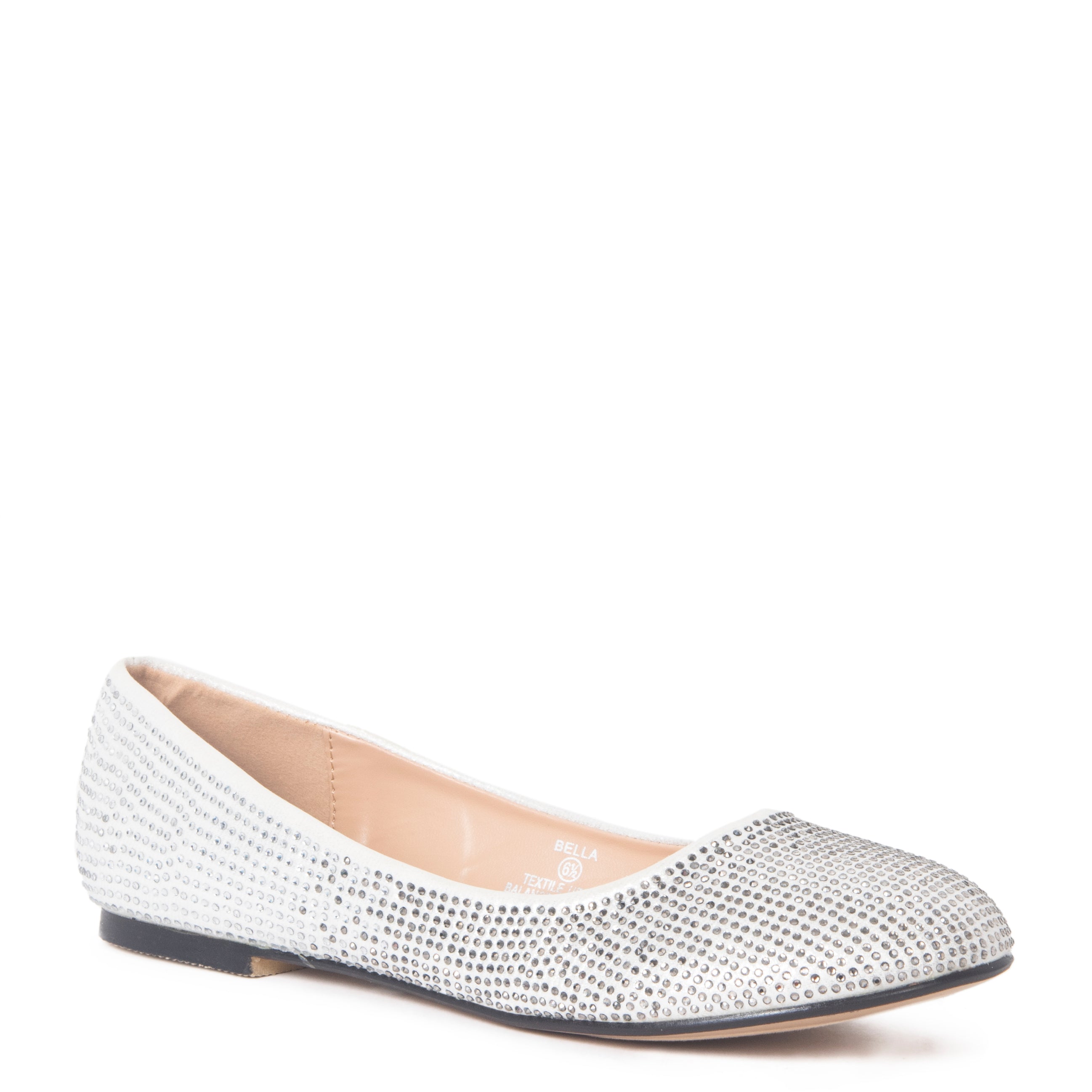 BELLA POINTY TOE PUMP FLATS WITH SPARKLY RHINESTONE DETAILING