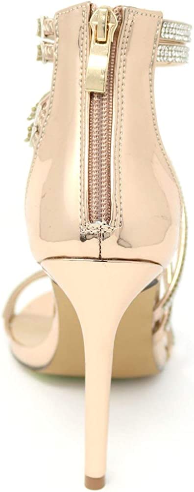 WHITNEY ROSE GOLD PUMPS SANDAL WITH SPARKLY RHINESTONE DETAILING