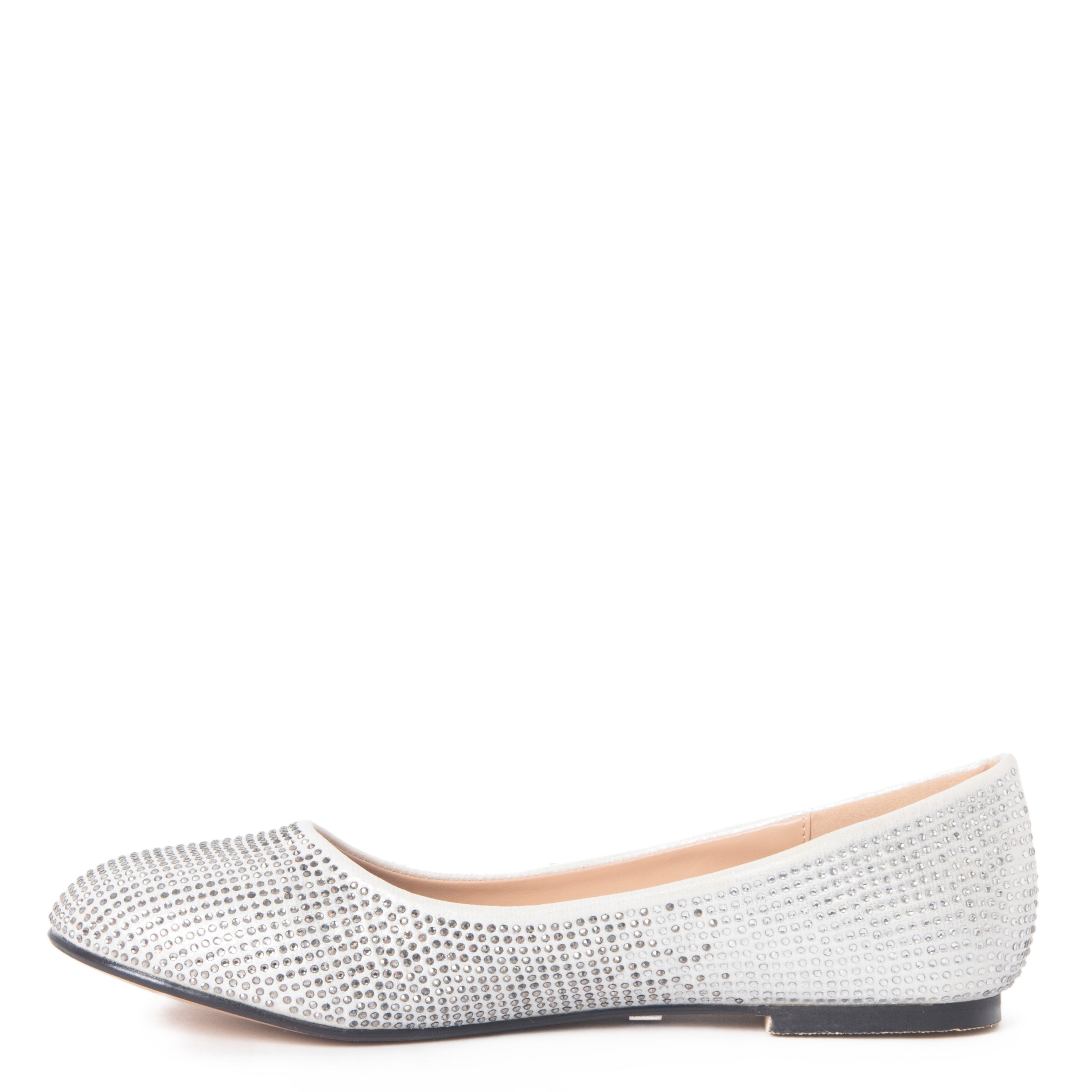 BELLA POINTY TOE PUMP FLATS WITH SPARKLY RHINESTONE DETAILING