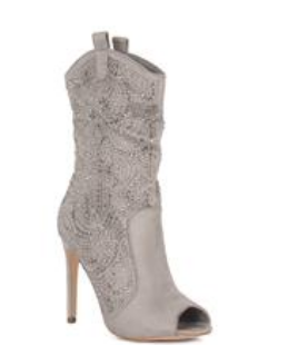 LAYLA PEEP TOE BOOTIES WITH SPARKLING CRYSTAL DETAILING
