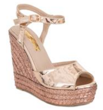 LINA SILVER PLATFORM PEEP TOE TAN WEDGE HEEL WITH ANKLE STRAP