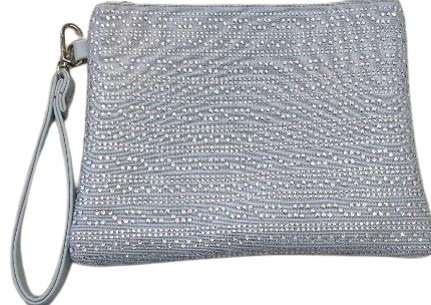 MARTHA SILVER BAG WITH SPARKLY SEQUIN AND WRIST STRAP